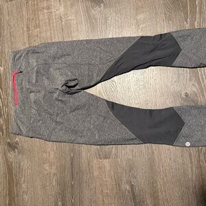 Gray and Black Leggings with pink Accent